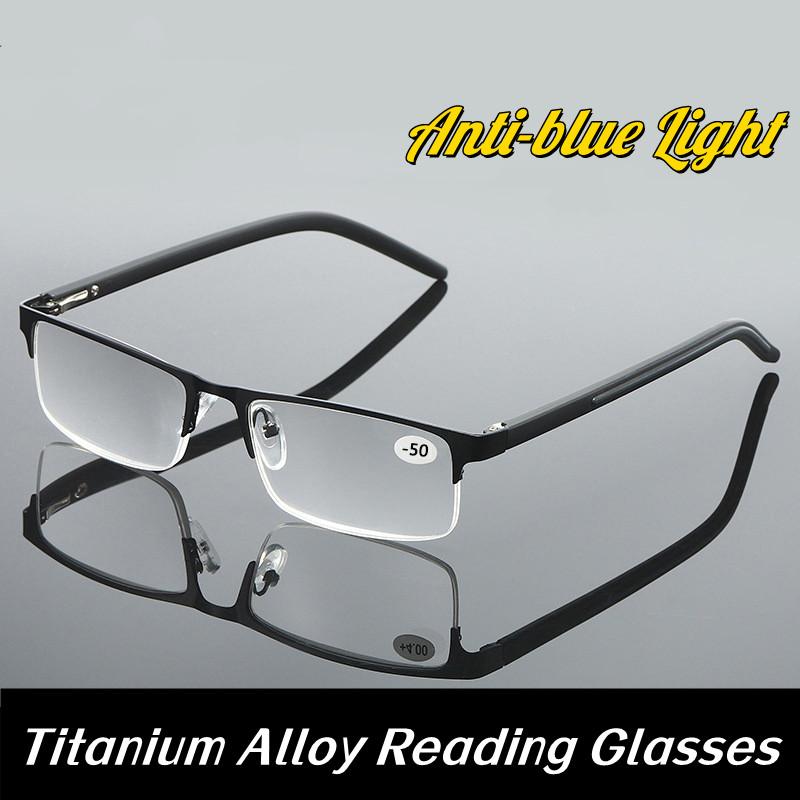 Luxury Design Titanium Alloy Reading Glasses Business Far Sight Eyeglasses For Men Non Spherical 12 Layer Coated Plus Lenses