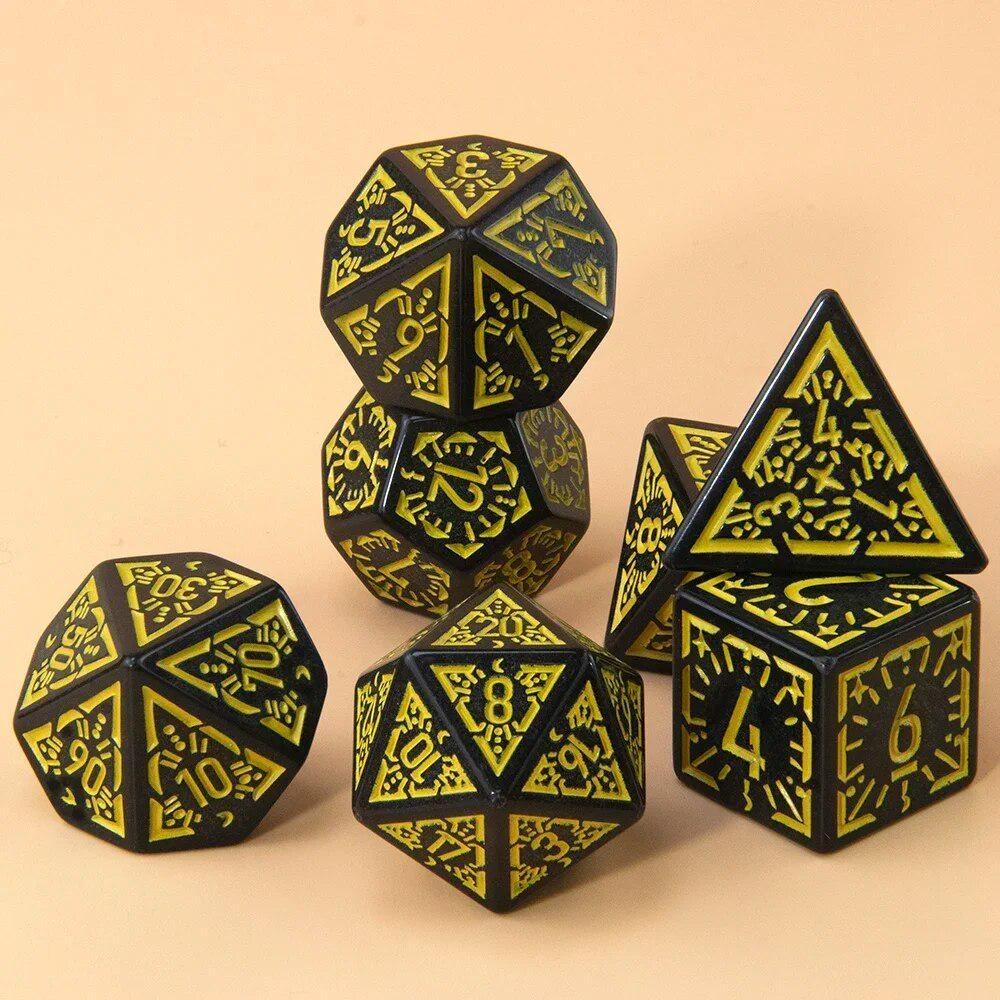 DND Polyedrisches Würfelset 7-tlg. D4-D20, Erstaunliche gravierte Spielewürfel für Souvenir-Unterhaltung RPG-Brettspiel