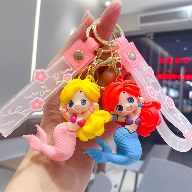 Soft Rubber Mermaid Keychain Doll - Cute Car or Bag Ornament, Small Gift