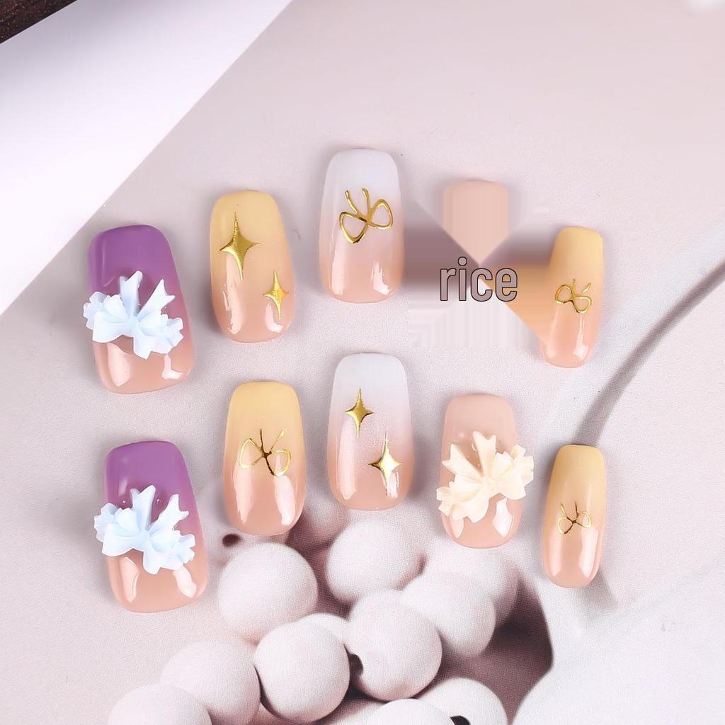 Handmade High-End Short Press-On Nails - Simple & Removable Art Collection