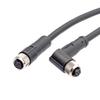 M8 Waterproof 34-Pin 5/6-Core 8-Hole Elbow Connector IP67 Male-Female with Pre-embedded Wire.