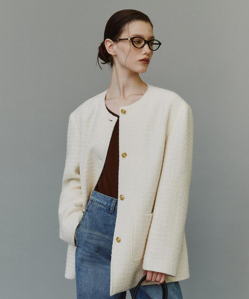 SIYAZU Siot4204 Oversized Atelier Tweed Jacket_Ivory