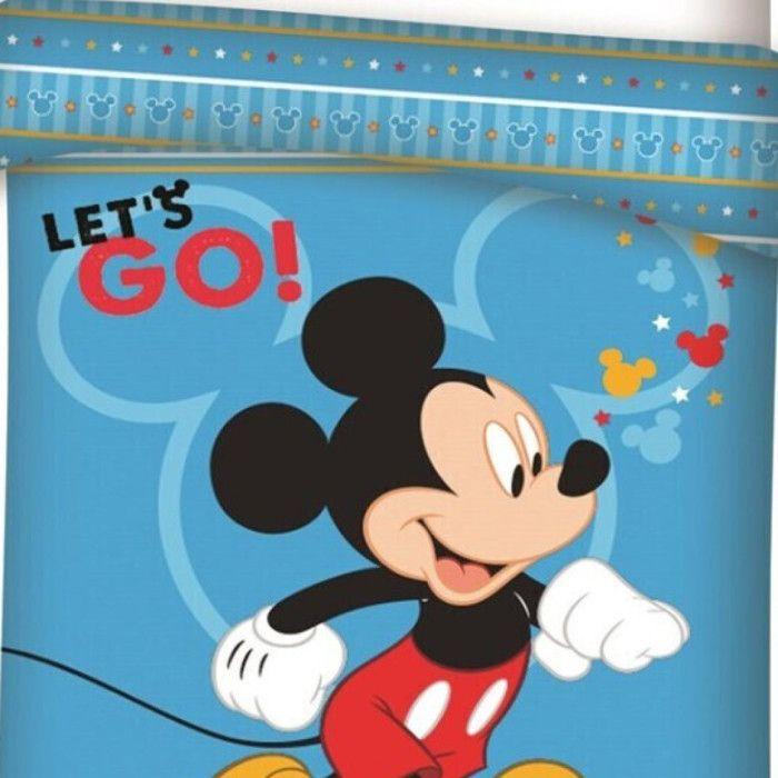 Disney Mickey Children's Bedding Set - Single Duvet Cover 140x200 Cm + Pillowcase 63x63 Cm - Blue