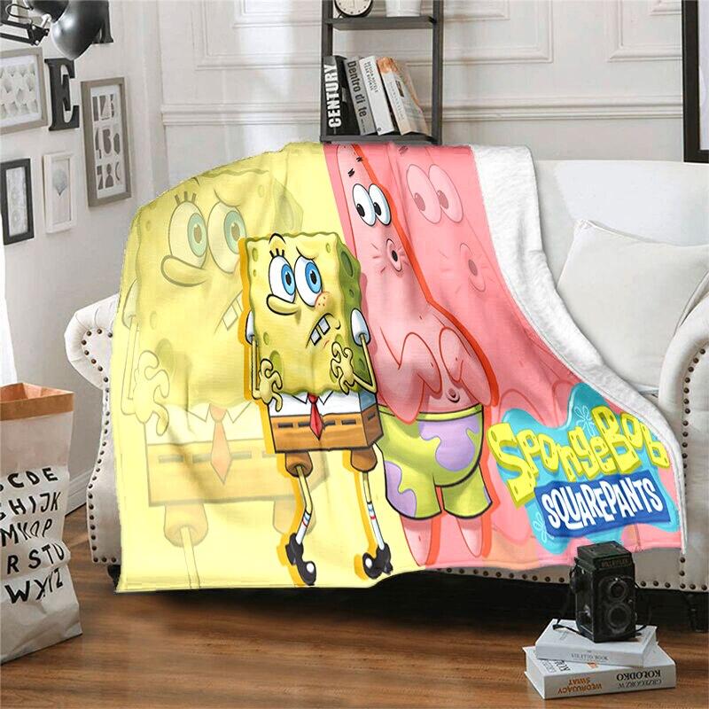 CartoonS-Spongebob Morbido Peluche Divano Letto Coperta da Lancio Cartoon Coperte da Picnic Moderna Coperta in Flanella Coperta Stampata Regalo