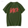 Slayer T-shirt con logo classico S M L XL XXL Band Metal Ufficiale Manica Lunga o Corta Lavaggio Vintage Uomo Casual Morbido Unisex