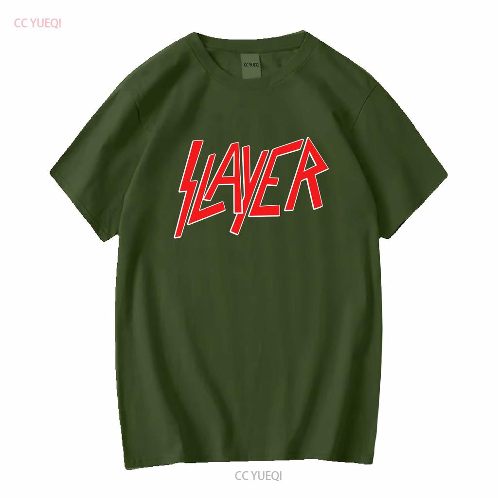 Slayer T-shirt con logo classico S M L XL XXL Band Metal Ufficiale Manica Lunga o Corta Lavaggio Vintage Uomo Casual Morbido Unisex