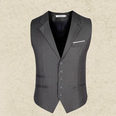 Herren Koreanischer Stil Slim Fit Herrenweste Britischer Professioneller Anzug Ärmellos V-Ausschnitt Friseur Lässig Business