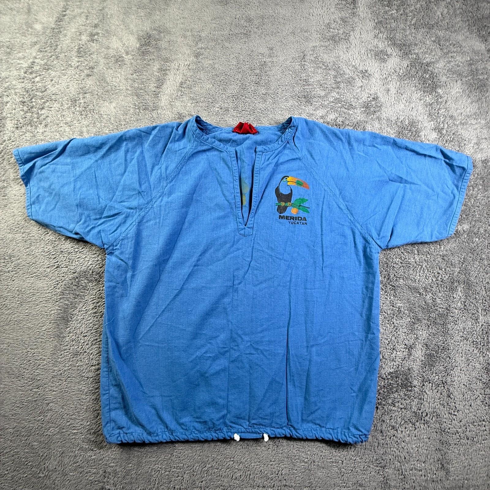 Vintage Cira Sol Mexico Merida Yucatan Shirt Blue 100% Cotton Adult L/XL Unisex T-Shirt S