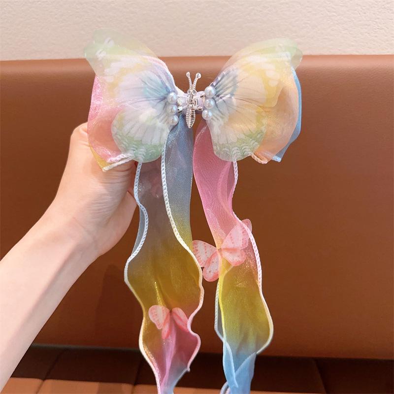 Rainbow Bow Braided Hair Clip for Girls - Cute Hair Accessory with Ribbon Hairpin