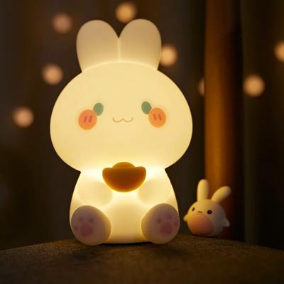 New LED Night Lamp RGB Cute Rabbit Silicone Sleep Light USB Rechargeable  Sensor Bedroom Bedside  Kid Baby Gift Dropship