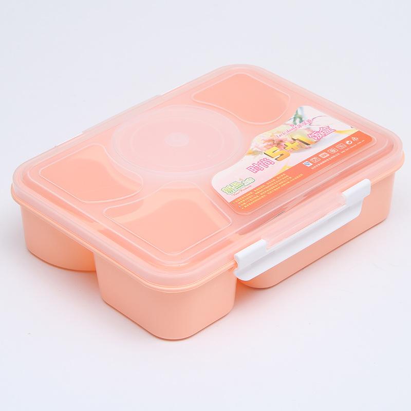 

Прямоугольная пластиковая коробка для завтрака, студенческая столовая, коробка для фаст-фуда, прочная и портативная посуда розовый