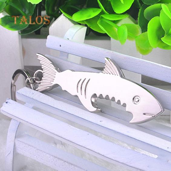 Fashion Shark Pendant Key Ring Keychain Bottle Opener Metal Versatile Keyfob Suspension Trinket