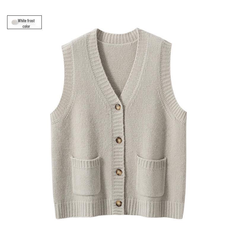 Women's Cashmere Vest: Autumn & Winter Style, Sleeveless, Fashionable Layering Cardigan, 7-Gauge Thick