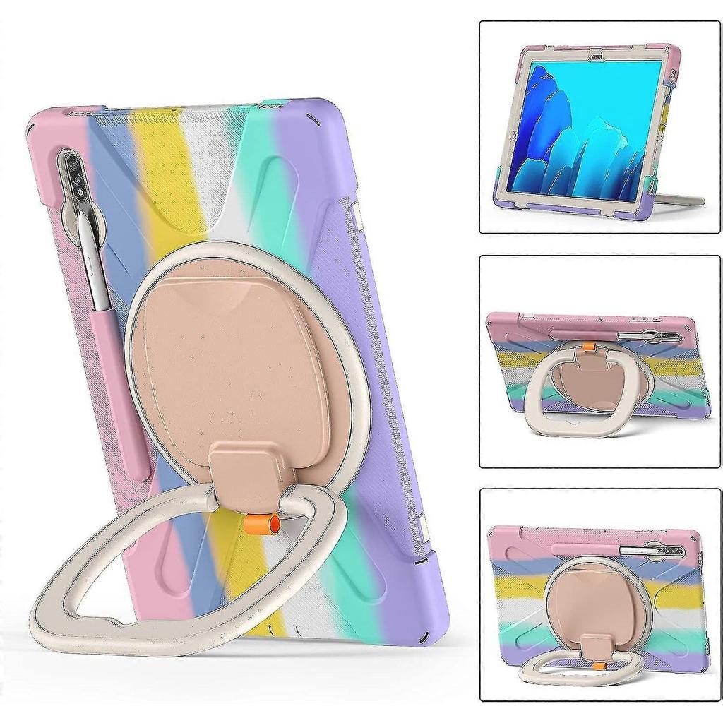 360portable Case For Galaxy Tabs8+/s7 Fe/s7+12.4''case With S Pen Holder Rugged Case Rotating Stand Hand Strap Shoulder Carrying Strap Outdoor Cover
