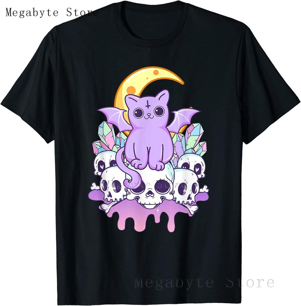 Pastel Goth T Shirt Unisex Women Kawaii Cartoon Gothic Cat Clothes Harajuku Shirt Unisex Graphic Tees FeUnisex Hip Hop Tshirt Unisex
