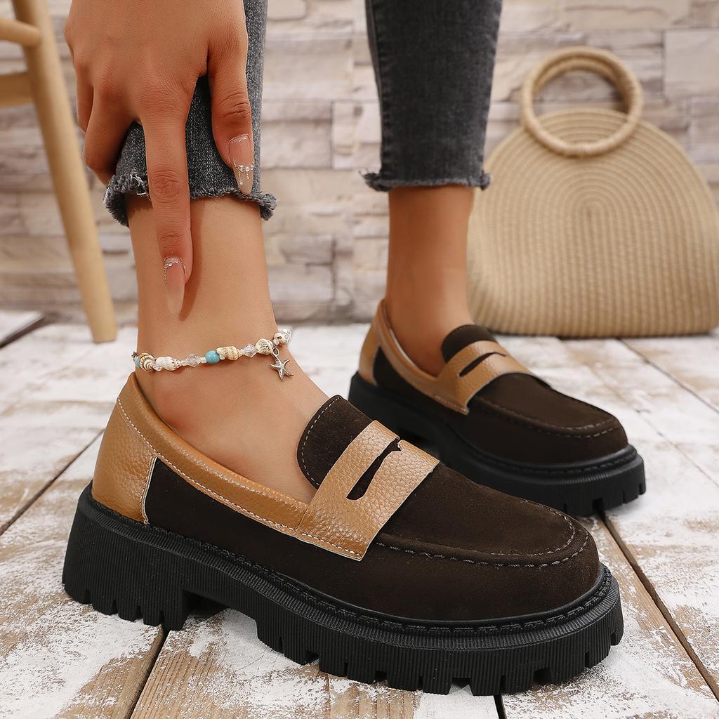 British Style Mix Color Platform Loafers Women 2025 Spring Summer Slip On Casual Shoes Woman Comfortable Single Shoes Plus Size