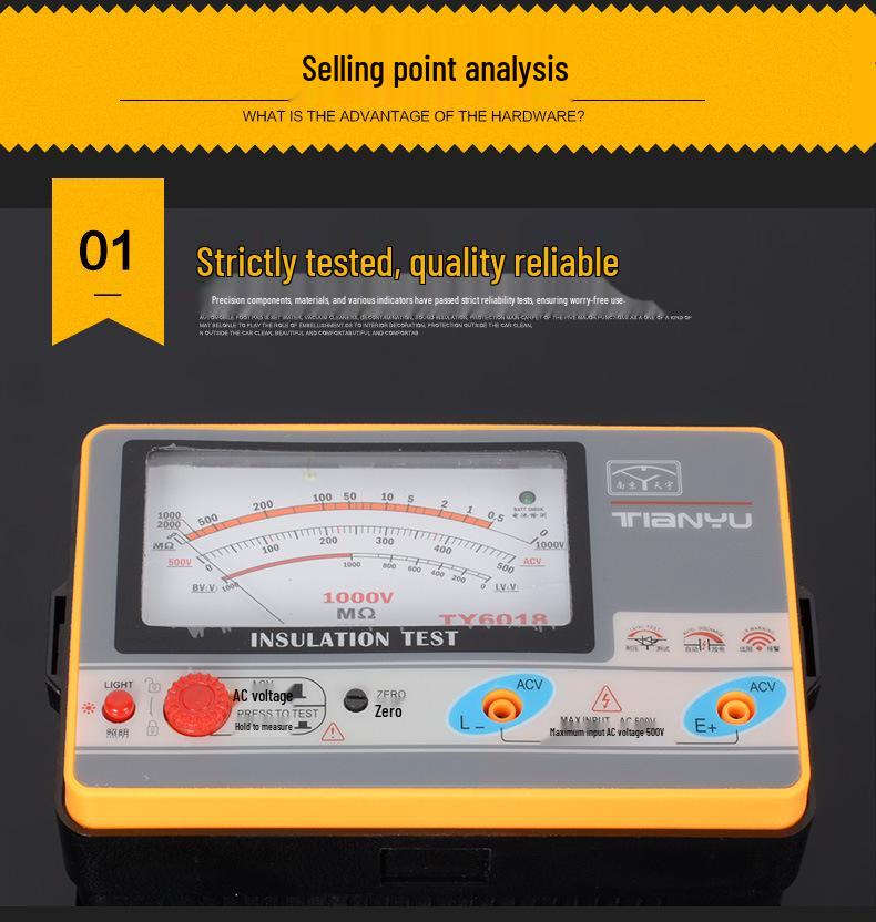 Tianyu TY6018 High Precision Insulation Resistance Tester 500V/1000V
