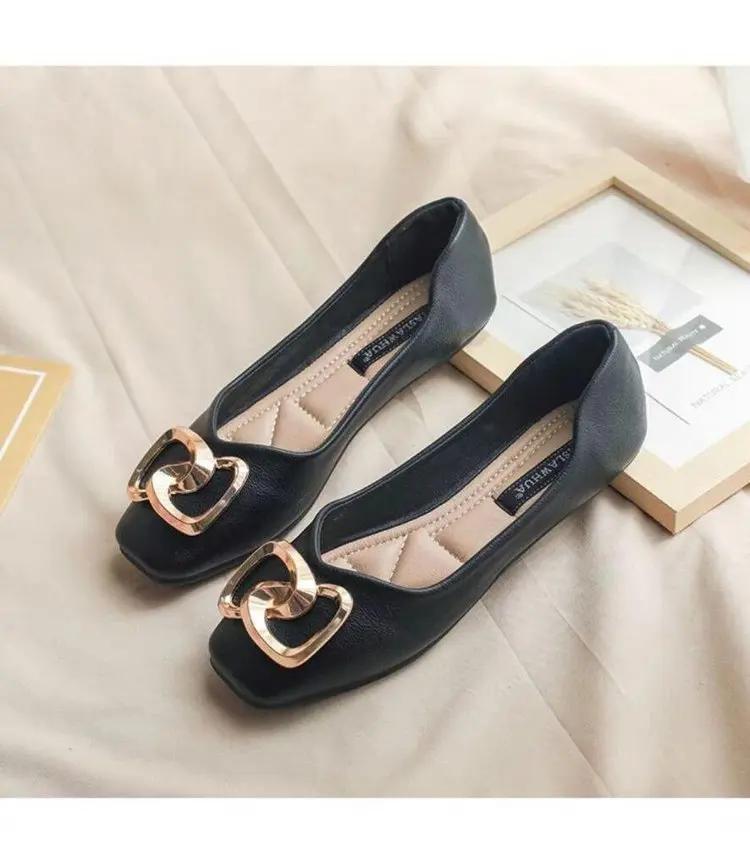 Fashion New Slip-on Metal Decorative Women's Flats Designer Soft Soled Mary Jane Shoes Female Fashion Spring Autumn Ladies Loafers