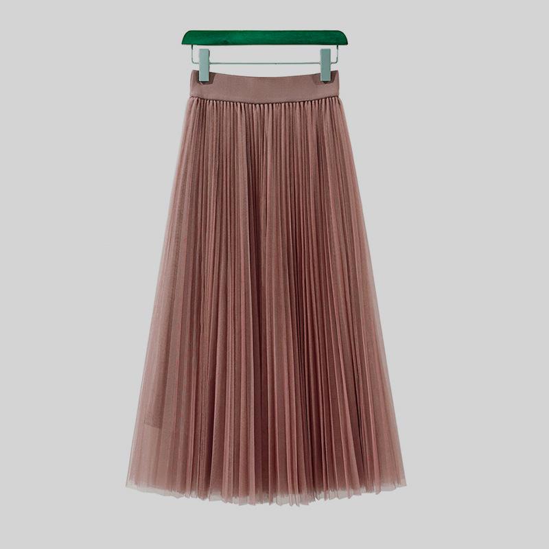 Round Versatile Three-Layer Mesh Pleated Long Skirt for Women - 6-Meter Wide Hem, 2026 Spring/Summer Collection