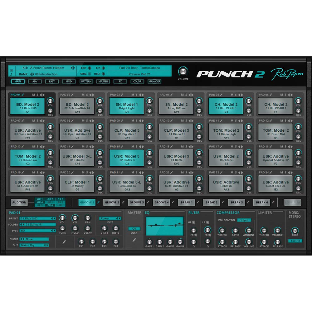 

Rob Papen Drum Synth Soft Sound Generator PUNCH 2 Plug-in