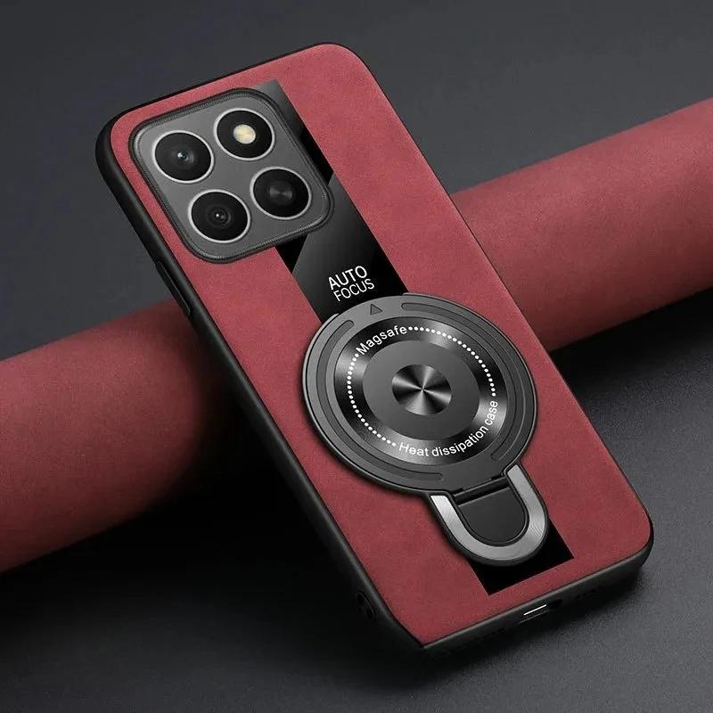 For Magsafe Wireless Charging Cover For Xiaomi 15T Pro 17T Pro PU Leather Shockproof Ring Stand Holder Case For Xiaomi 17 Max