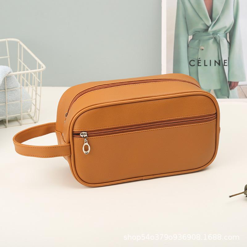 

Сумка для мытья из искусственной кожи для мужчин и женщин, удобная для выхода на улицу, многофункциональная водонепроницаемая косметичка, сумка для хранения полотенец, зубных щеток 25x10x15cm коричневый