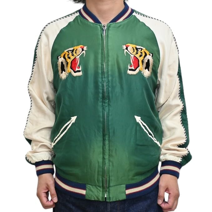 TAILOR TOYO Sukajan 2025 Early 1950s Style Acetate Souvenir Jacket TIGER HEAD JAPAN MAP AGING MODEL Tiger Head Japan Map × TT15710-145