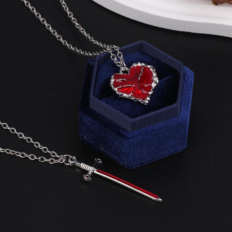 Modisches Und Schönes Simuliertes Schwert Herz Halsketten-Set Elegante Herren Und Damen Pulloverkette Schlüsselbein Kette Partnergeschenk
