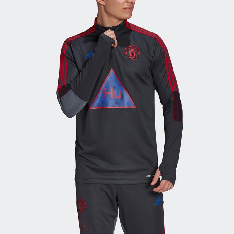 adidas X Pharrell Williams Manchester United Calcio Sport Felpa Maniche Lunghe Uomo Top Grigio Canapa Scuro GK7722