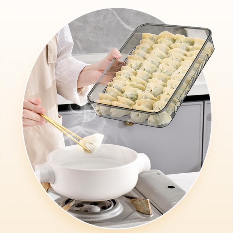 Stackable Dumpling Storage Box With Date Timer for Freezer Use Clear Food Container Set for Kitchen Organization