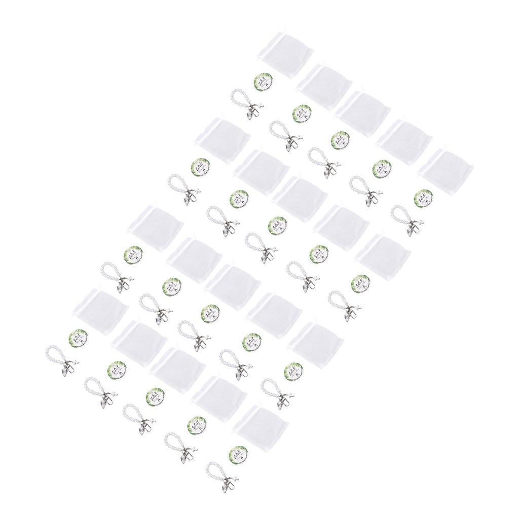 20 Set Pearls Crosses Keychains Multifunctional Pearl Beaded Key Rings for Baptisms Memorial Services Religious