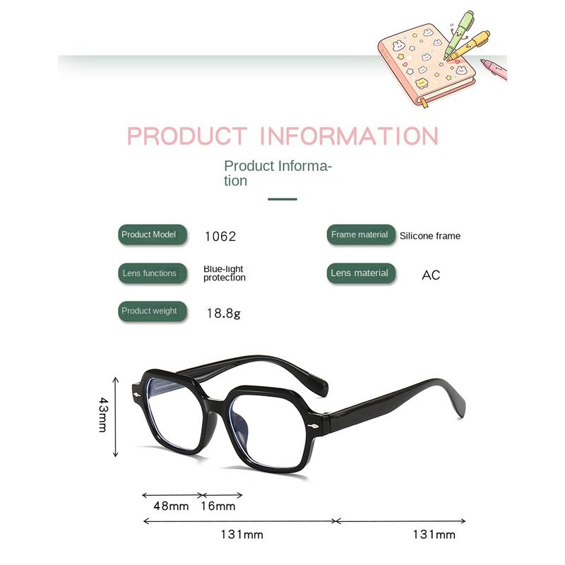 Kids Anti Blue Light Glasses, Polygon Square Frame Computer Eyewear, Multiple Colors Eye Protection for Boys & Girls