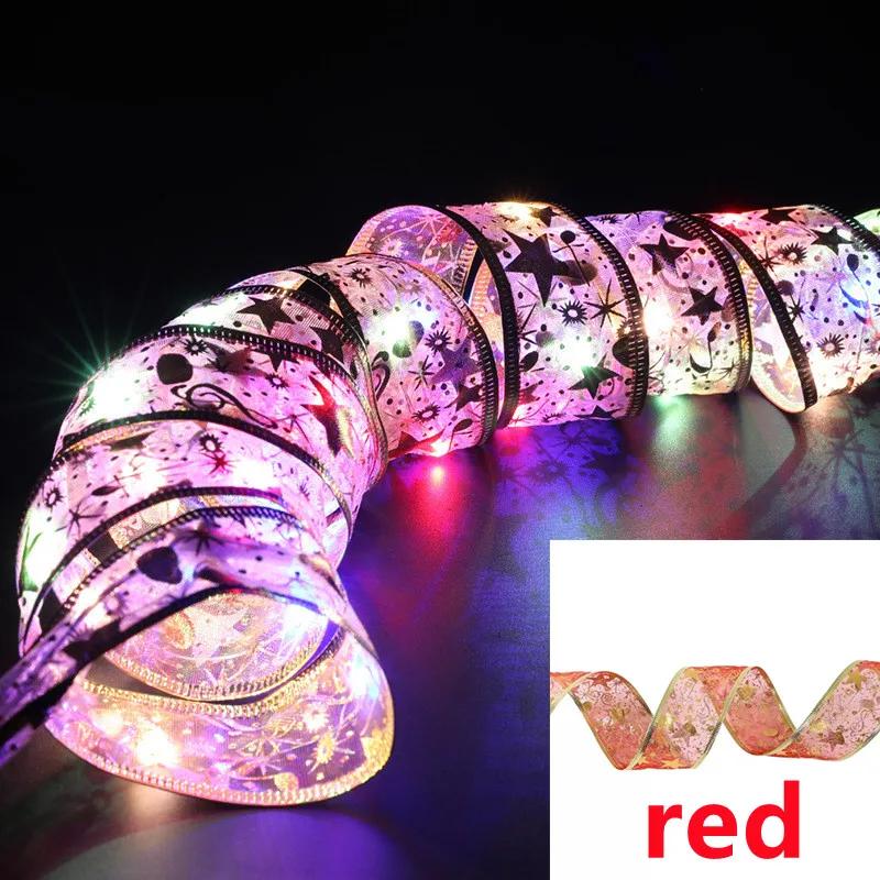 LED Ribbon Decoration Lights 10m Christmas Tree Decoration Ornaments Lace Bows String Lights Navidad Home Decors New Year 2025