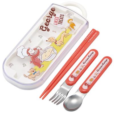 Skater Trio Set Curious George for Made In Chopsticks, Spoon, Fork, 23, Kids, Boys, Antibacterial, Japan, TACC2AG-A