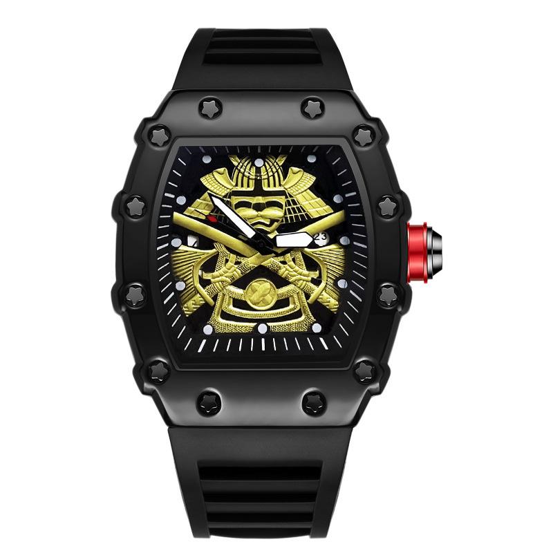 Barrel-shaped Luminous Skeleton Men s Sports Watch