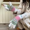 Korean Style Colorful Striped Gloves Harajuku Touchscreen Mittens Striped Knitted Gloves  Autumn
