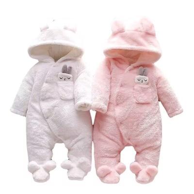 Baby-Kleidung für Mädchen, solide Fleece-Kaninchen-Baby-Overall mit Kapuze und langen Ärmeln, Unisex-Baby-Winterkleidung für Neugeborene