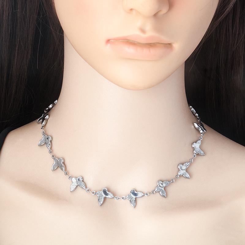 

Stainless Steel Butterfly Shell Women s Necklace & Bracelet Set