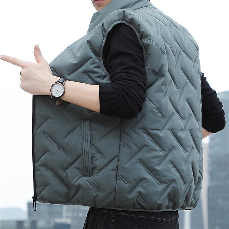 Jacket Men'S Down Cotton Vest Men'S Stand-Up Collar With Cotton Thickened Vest To Keep Warm Vest Tide