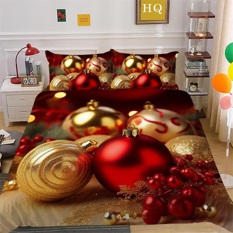 Weihnachts-Schneeszene 3D-gedruckter Polyester-Kissenbezug Bettbezug Zwei- oder Dreiteiliges Set