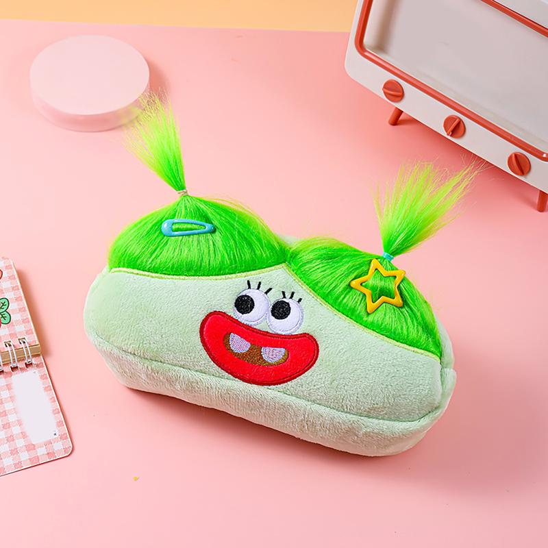 Explosive Hair Ugly Doll Plush Large Intestine Pen Bag Big Eyes Monster Sweet Girl Heart Storage Bag Plush Toy Stationery Box