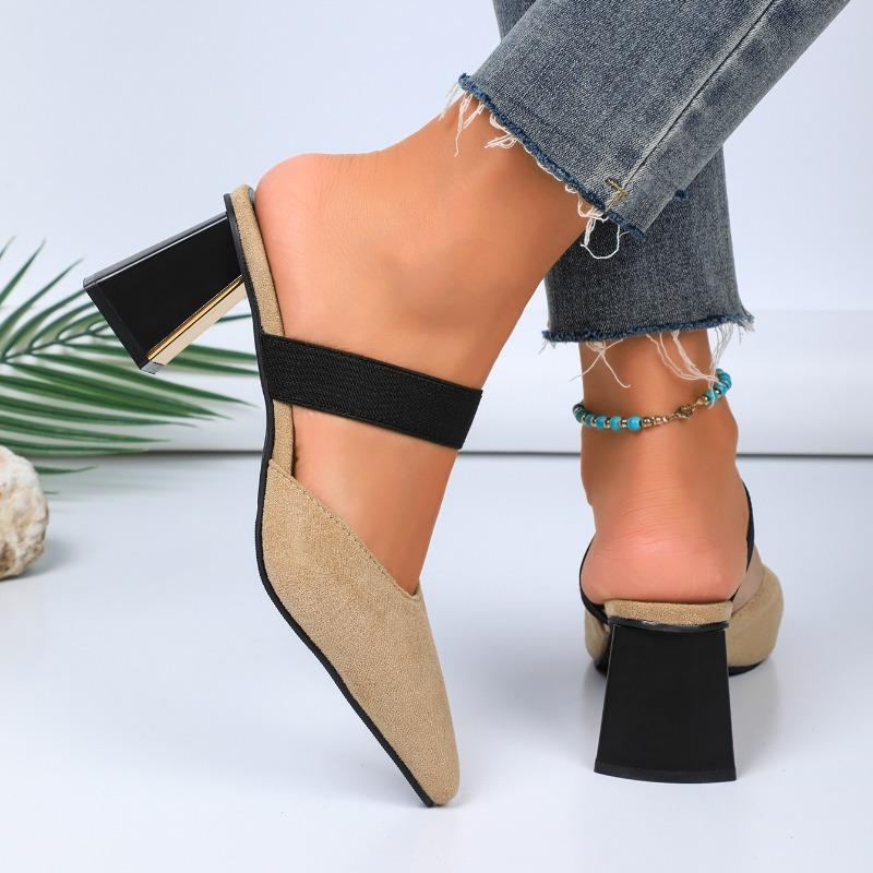 Fashion Shoes Female 2025 Closed Toe Women's Slippers Fashion Dress Slippers Women Pointed Toe High Heels Plus Size Women's Sandals