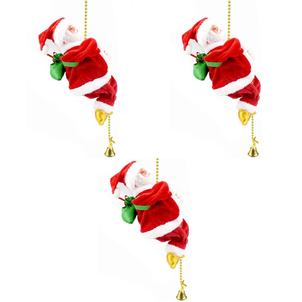 Climbing Santa with Music Christmas Tree Pendant Ornament Novelty Climbing Santa Claus On Rope Xmas Party Supplies Home Decor
