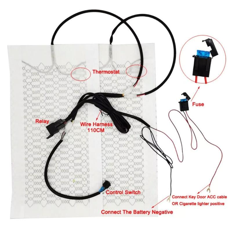 12V Carbon Fiber Heated Car Seat Cushion with Dual Temperature Settings – Single/Double Seat Model