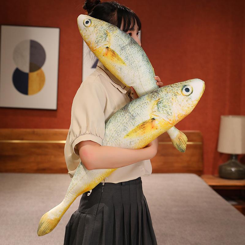 256080Cm Large Yellowfish Plush Toy Fur Fish Fur Rug Long Puppet Legged Companion For Sleeping Plush Pillow Gift