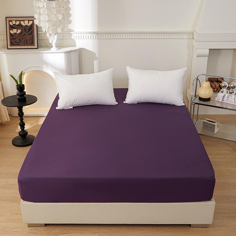 1 Piece of Solid Color Bed Sheet for Bedroom 100%Polyeste Elastic Band Around Bedding Fitted Sheet Only (excluding Pillowcases)
