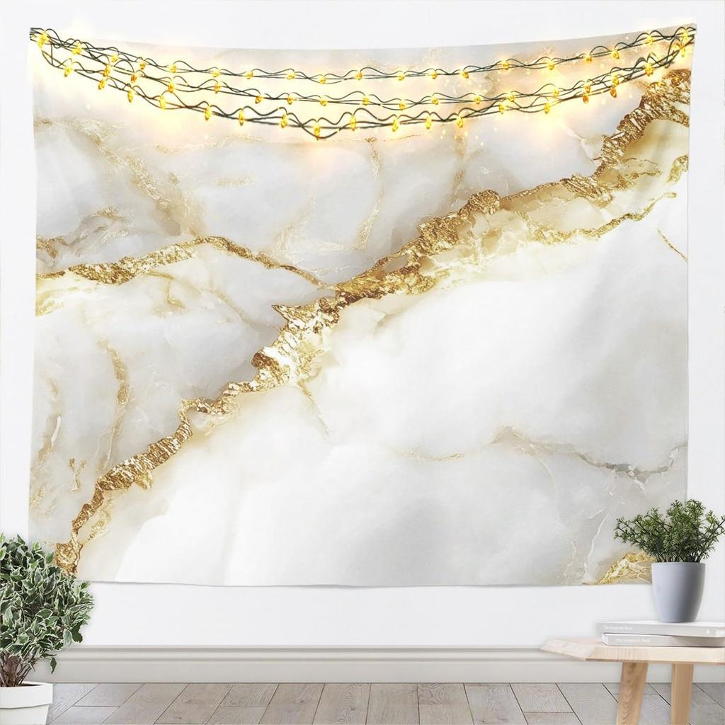 Grey White Marble Tapestry Metallic Marble Tapestry For Bedroom Medium Bronzing Stone Pattern Wall Tapestry Modern Abstract Art