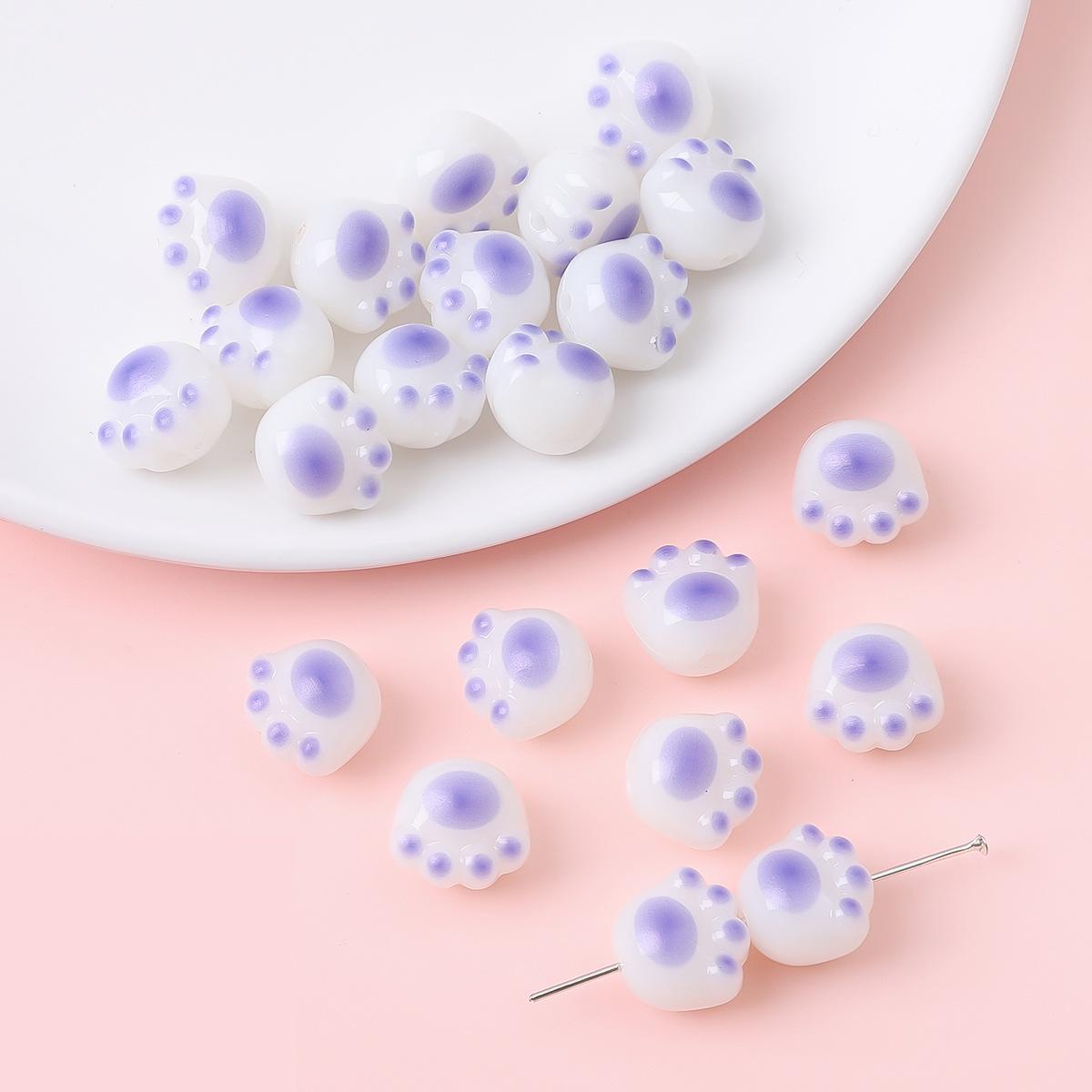 

Акриловые бусины в виде кошачьей лапки, приготовленные на гриле с древесным углем, для изготовления браслетов, ожерелий, ювелирных изделий, аксессуаров для цепочек для телефона 12x11mm Hole ~1mm