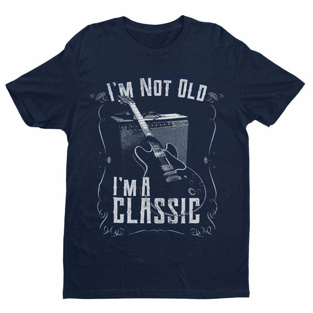 Funny Guitar T-shirt I'm Not Old I'm A Classic Amp Retro Guitarist Dad Grandpa Same Streetwear for Men and Women Pure Cotton