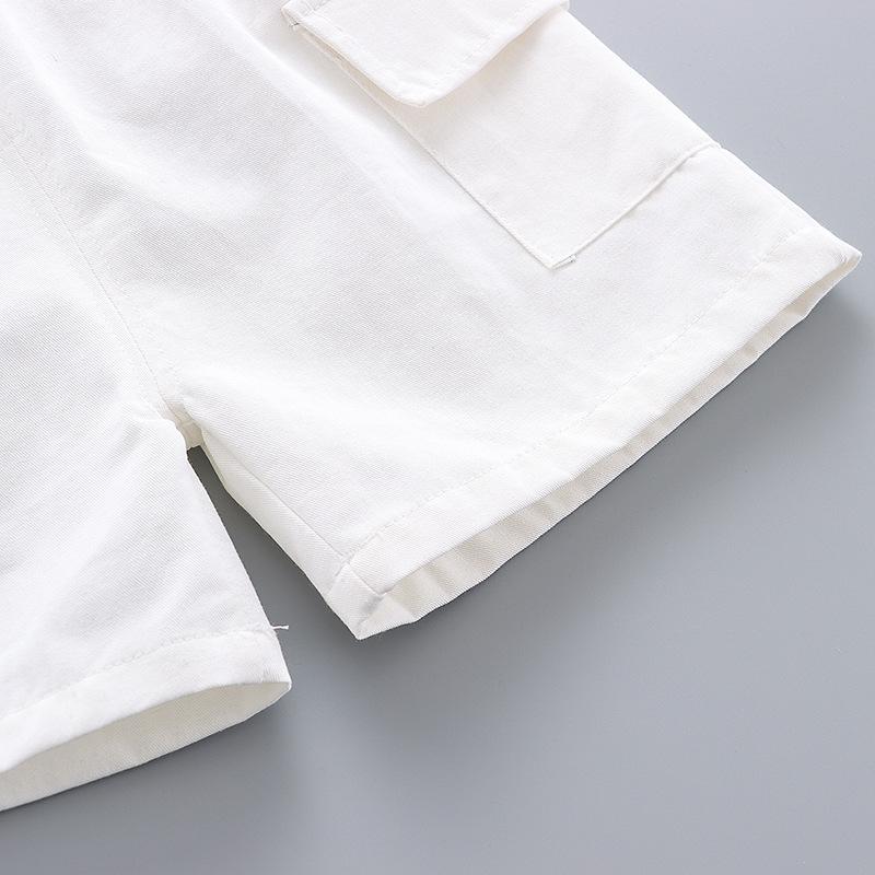 Boys' Island Style Short Sleeve Summer Clothes Set – Breathable Turn-Down Collar Shirt & Infant Two-Piece Outfit